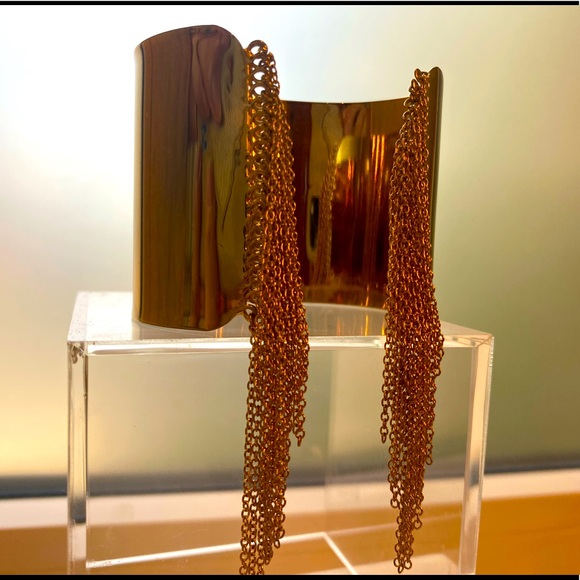 Gold Fringe Cuff Bracelet - Picture 1 of 7